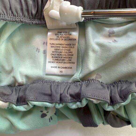 MUNKI MUNKI Womens Pajama Set Mint Green Sheep Print Short Sleeve Top Pants XS - Picture 13 of 14